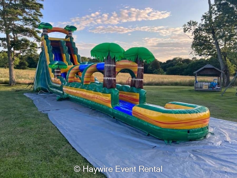 30 ft Cali Palms, Single Lane Slip n Slide Bounce House Rental & Foam